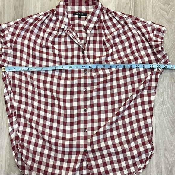 Madewell Gingham Plaid SS Popover Shirt XS Red - Picture 13 of 13